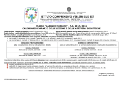 Calendario scolastico ed orario delle lezioni