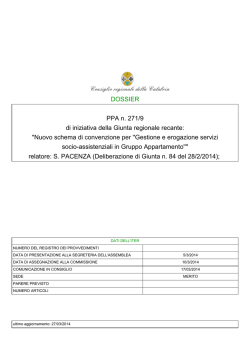 DOSSIER PPA n. 271/9 di iniziativa della Giunta regionale recante
