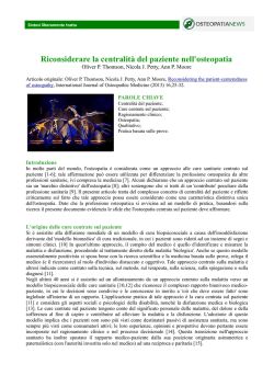 Riconsiderare la centralit&agrave; del paziente nell