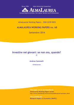 Investire nei giovani: se non ora, quando?