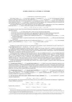 ALGEBRA: LEZIONI DAL 13 OTTOBRE AL 3 NOVEMBRE Se ho
