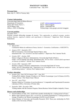 Curriculum Vitae - DEMS - Universit&agrave; degli Studi di Milano