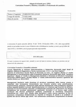 Nome e Cognome FABIANO SULANAS Luogo di nascita CAGLIARI