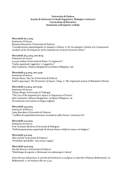 Incontri seminariali - Dipartimento di Studi Linguistici e Letterari