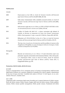 Pubblicazioni Articoli: 2008 Osservazioni su Gai 2.108, in Annali del