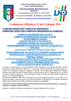 Comunicato Ufficiale n. 51 del 12 giugno 2014