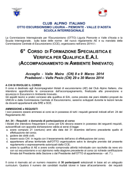 6&deg; corso di formazione specialistica e verifica per qualifica eai