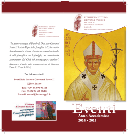 Consulta qui il programma - Pontificio Istituto Giovanni Paolo II per