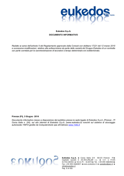 Eukedos S.p.A. DOCUMENTO INFORMATIVO Redatto ai sensi dell