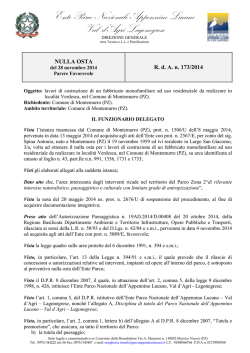 Nulla Osta n. 173/2014 lavori di costruzione di un fabbricato