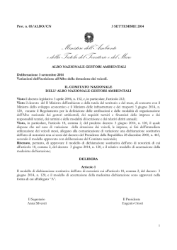 Delibera n° 5 del 03/09/2014 - Albo Nazionale Gestori Ambientali