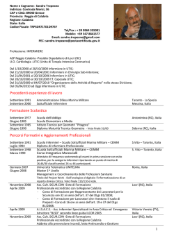 Precedenti esperienze di lavoro Formazione