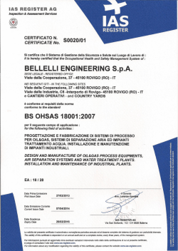 Cert. ISO 18001-2007 - Bellelli Engineering SPA