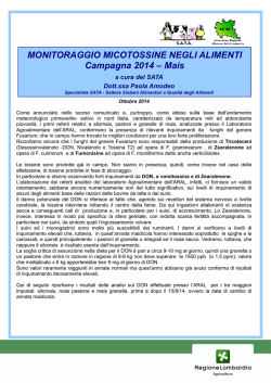Monitoraggio micotossine negli alimenti, Campagna 2014