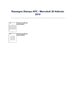 Rassegna Stampa APC - Mercoled&igrave; 26 febbraio 2014