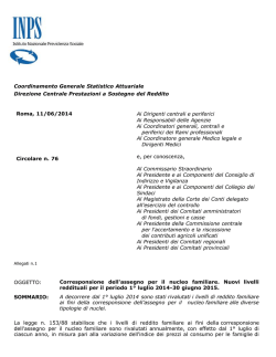 Circolare INPS n. 76-11.06.2014 &ndash; ANF livelli reddituali
