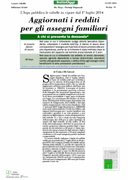 2014 06 12 .. Nuovi Limiti di Reddito per gli Assegni Familiari 2014