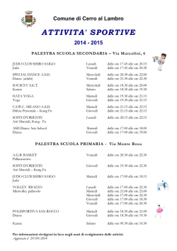 Attivit&agrave; Sportive 2014 - Comune di Cerro al Lambro