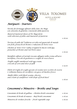 Antipasti - Starters Consomm&eacute; e Minestre &ndash; Broths and Soups