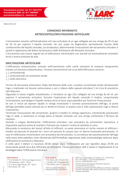 consenso informato artrocentesi/infiltrazione articolare