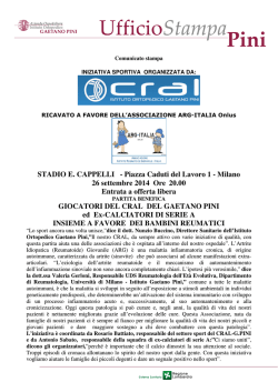 Comunicato - Istituto Ortopedico Gaetano Pini