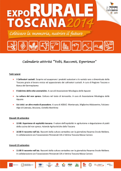 Calendario attivit&agrave; &ldquo;Volti, Racconti, Esperienze&rdquo;