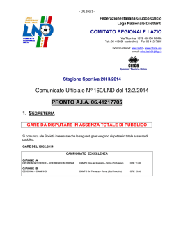 Comunicato Ufficiale N&deg; 160/LND del 12/2/2014 PRONTO A.I.A.
