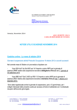 Notizie utili e scadenze novembre