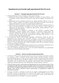 Regolamento provinciale sugli appostamenti fissi