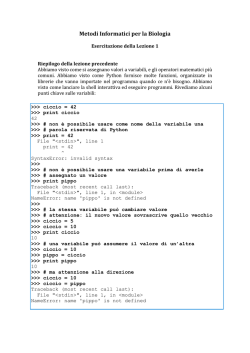 Esercitazione1 - Centro di Bioinformatica Molecolare
