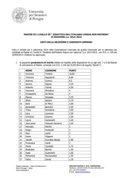 Esiti della selezione e candidati ammessi