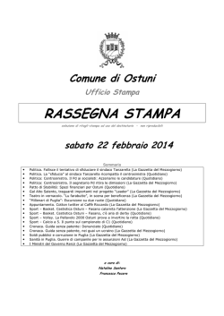 RASSEGNA STAMPA - Comune di Ostuni