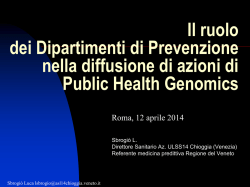 Il ruolo dei Dipartimenti di Prevenzione nella diffusione di azioni di