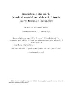 Geometria e algebra T. Schede di esercizi con richiami di teoria