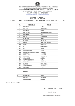 Elenco ammessi al corso di inglese A2
