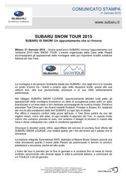 SUBARU SNOW TOUR 2015 un appuntamento che si rinnova