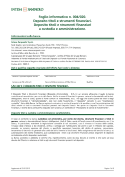 Foglio informativo n. 004/020. Deposito titoli e strumenti finanziari