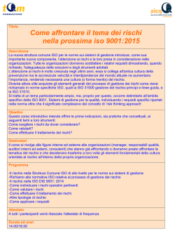 Come affrontare il tema dei rischi nella prossima iso 9001:2015