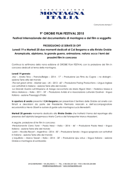 9&deg; OROBIE FILM FESTIVAL 2015 - Associazione Montagna Italia