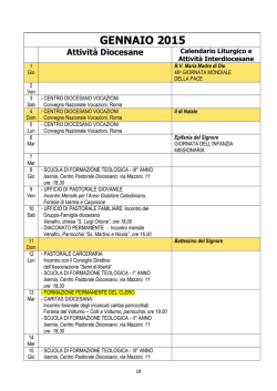 GENNAIO 2015 Attivit&agrave; Diocesane
