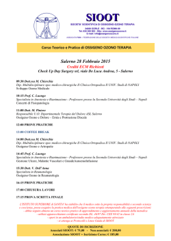 Salerno 28 Febbraio 2015 - Societ&agrave; Scientifica di Ossigeno Ozono