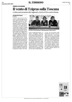 25 gennaio TIRRENO. Il vento di Tzipras sulla Toscana