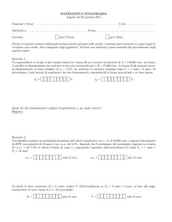 MATEMATICA FINANZIARIA Appello del 22 gennaio 2015