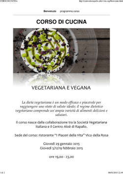 CORSO DI CUCINA VEGETARIANA E VEGANA