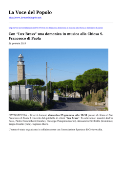 Con "Lux Brass" una domenica in musica alla Chiesa S. Francesco