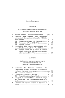 1. Arbitrato marittimo. Considerazioni introduttive .......... pag. 1 2. L