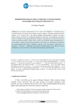 Articolo: "Repressione penale della tortura e Costituzione