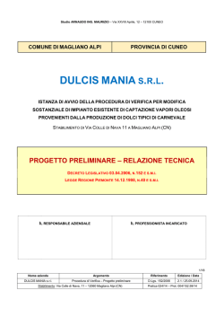 progetto preliminare &ndash; relazione tecnica
