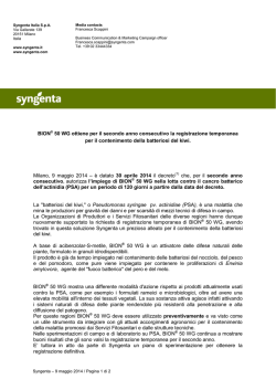 BION&reg; 50 WG ottiene per il secondo anno consecutivo