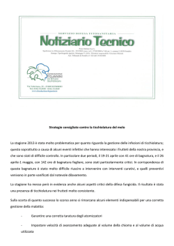 Strategie consigliate contro la ticchiolatura del melo La stagione